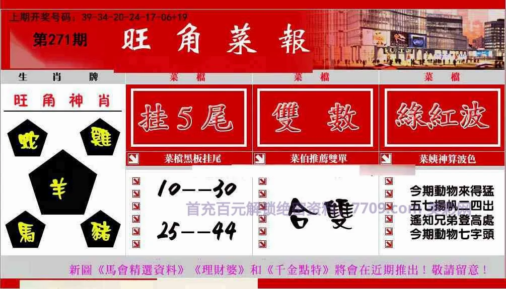 旺角彩皇生肖表